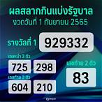 ผลการออกสลากกินแบ่งรัฐบาล 1 กันยายน 2565